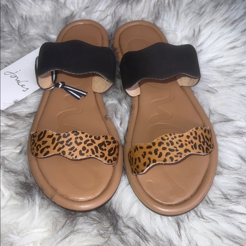 NIB Joules Aimee Snakeskin Embossed Leather Slide Sandal - Picture 5 of 11